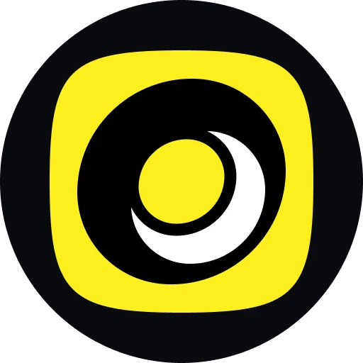Moonwin modernes Kreislogo in Gelb und Schwarz